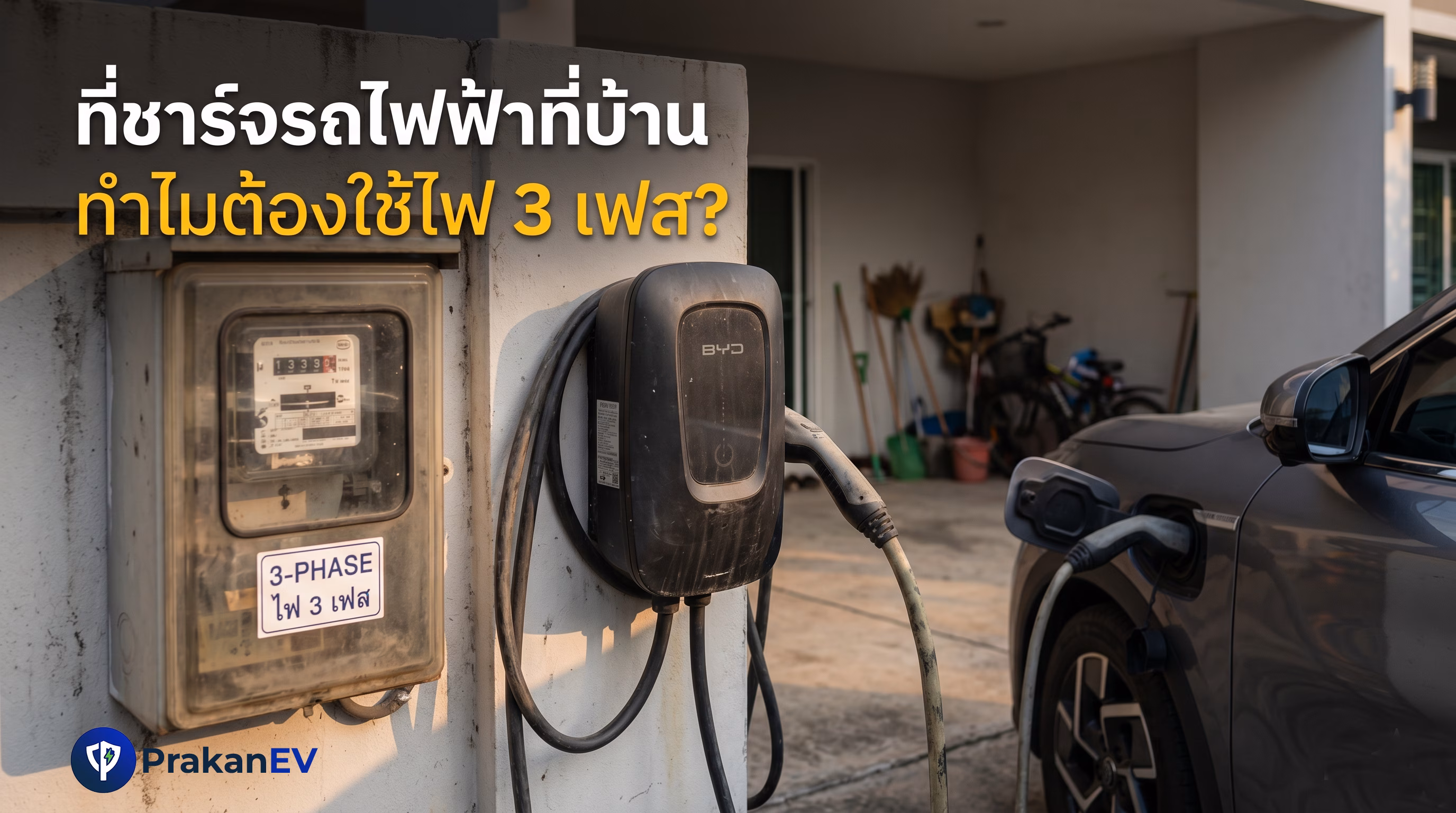 ที่ชาร์จรถไฟฟ้าที่บ้าน ทำไมต้องใช้ไฟ 3 เฟส? เจาะลึกเหตุผลด้านความปลอดภัยและความคุ้มค่า
