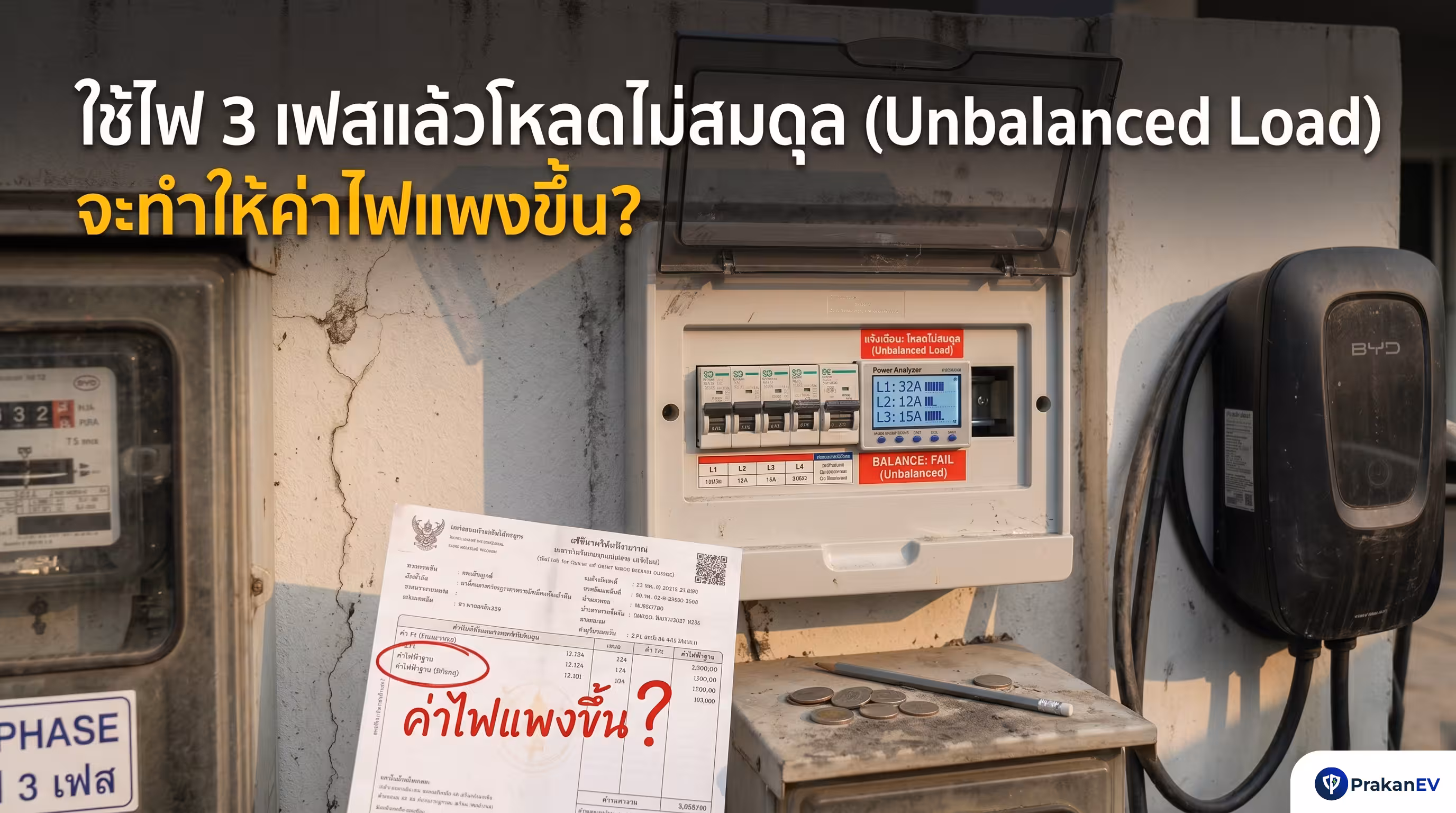 ไฟ 3 เฟสไม่สมดุล (Unbalanced Load) ทำให้ค่าไฟแพงขึ้นจริงหรือ