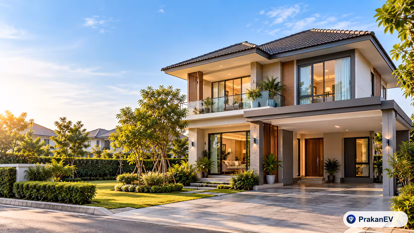 A residential home protected by full-coverage home insurance